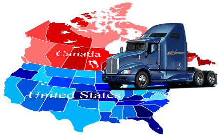 north america map with Gn trasport truck